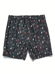Sailboat Print Mesh Lining Drawstring Men s Swim Trunks