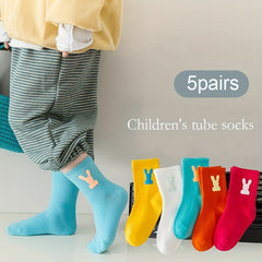 5 Pairs Girls Kids Sports Socks for Autumn Winter