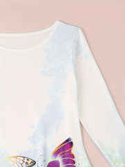 Girls 3D Butterfly Graphic Long Sleeve Dress