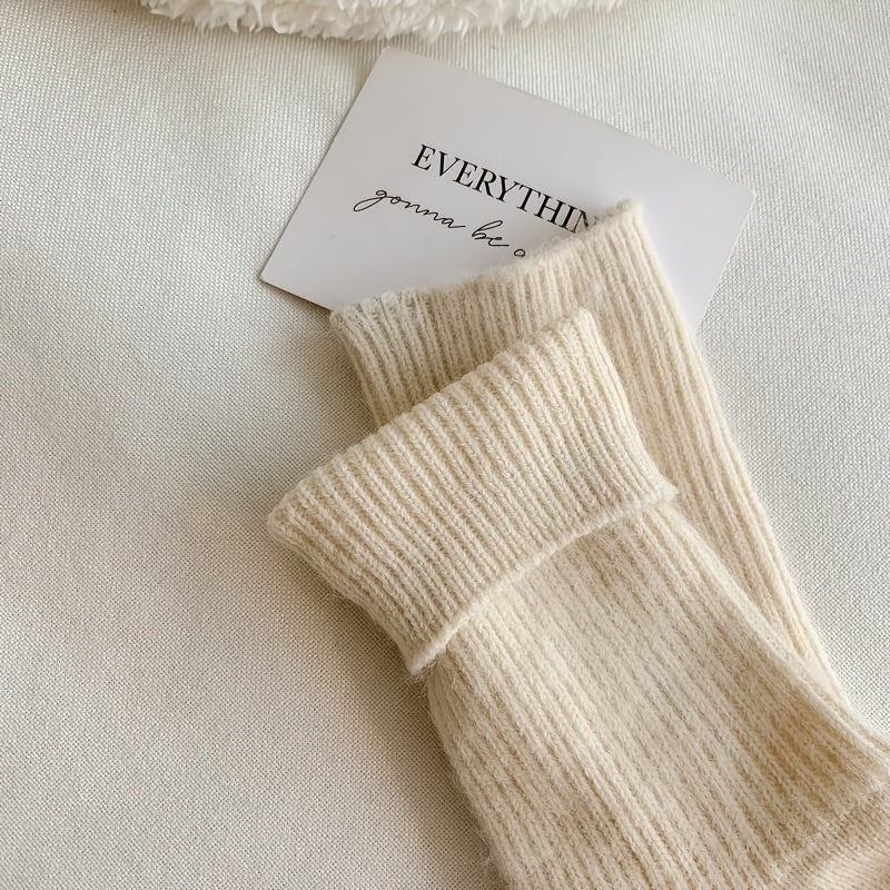 3 Pairs Thick Winter Socks Warm Knit Crew Length Women's Stockings