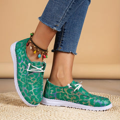 Women's Canvas Lace Up Low Top Sneakers Flat Walking Shoes