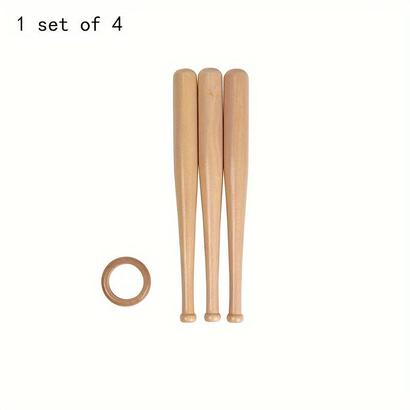 Wooden Baseball Display Stand with Mini Bats & Ring for Tennis Softball