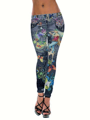 Graphic Print Skinny Leggings Casual Every Stretchy Leggings