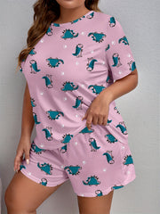 Dino & Dog Paw Print Tee & Shorts Lounge Set