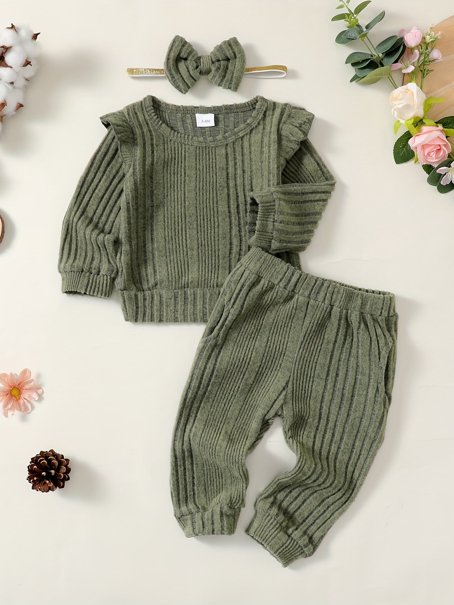 Baby Girls Pullover Sweatshirt Ruffle Sleeve Tops Pants