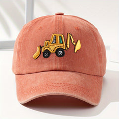 Parenthood Excavator Embroidery Baseball Cap Washed Distressed Vintage