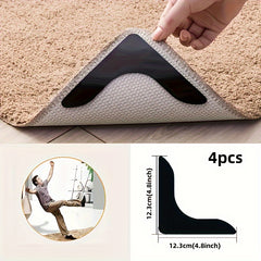 4pcs Anti Slip Carpet Sticker for Ceramic Tiles & Wooden Floor Areas