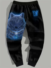 Men's Ice Wolf Graphic Sweatpants Casual Joggers For Outdoor