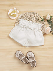 Baby Girls Bow Ruffle Elastic Waist Shorts