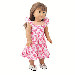 Doll Clothes 45 72 Cm Flying Sleeve Print Dress
