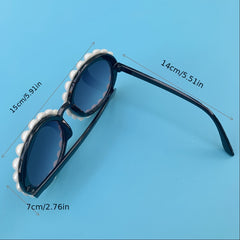 Faux Pearl Round Sunglasses Gradient UV400