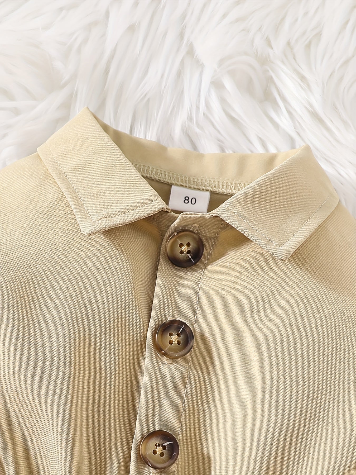 Baby Girls Casual Bodysuit Single Breasted Belted Long Sleeve