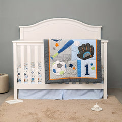 3pcs Sports Print Baby Bedding Set Crib Bedding Set For Children Nursery Kids