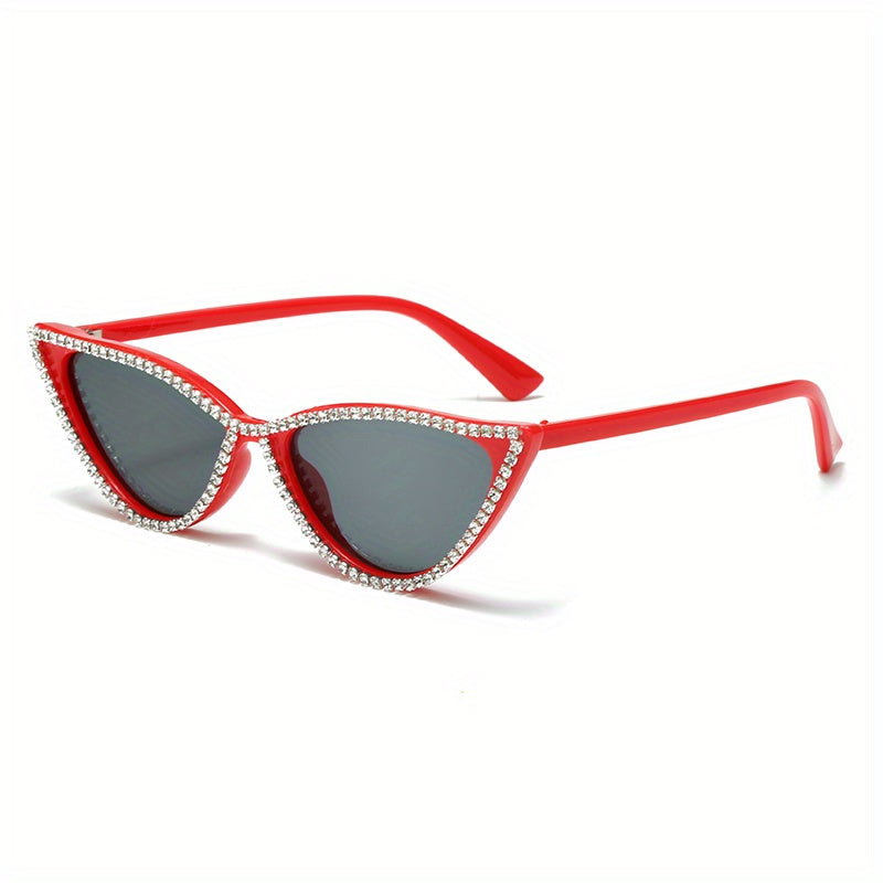 Retro Rhinestone Cat Eye Sunglasses Y2K Triangle Punk Sunshade Eyeglasses