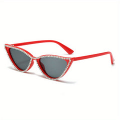 Retro Rhinestone Cat Eye Sunglasses Y2K Triangle Punk Sunshade Eyeglasses