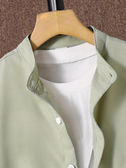 Solid Short Sleeve Button Up Shirt for Big Boys