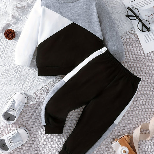 Baby Boy's Long Sleeve Sweatshirt & Trousers Set For Spring And Autumn