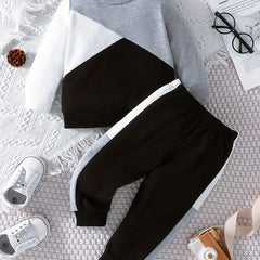 Baby Boy's Long Sleeve Sweatshirt & Trousers Set For Spring And Autumn