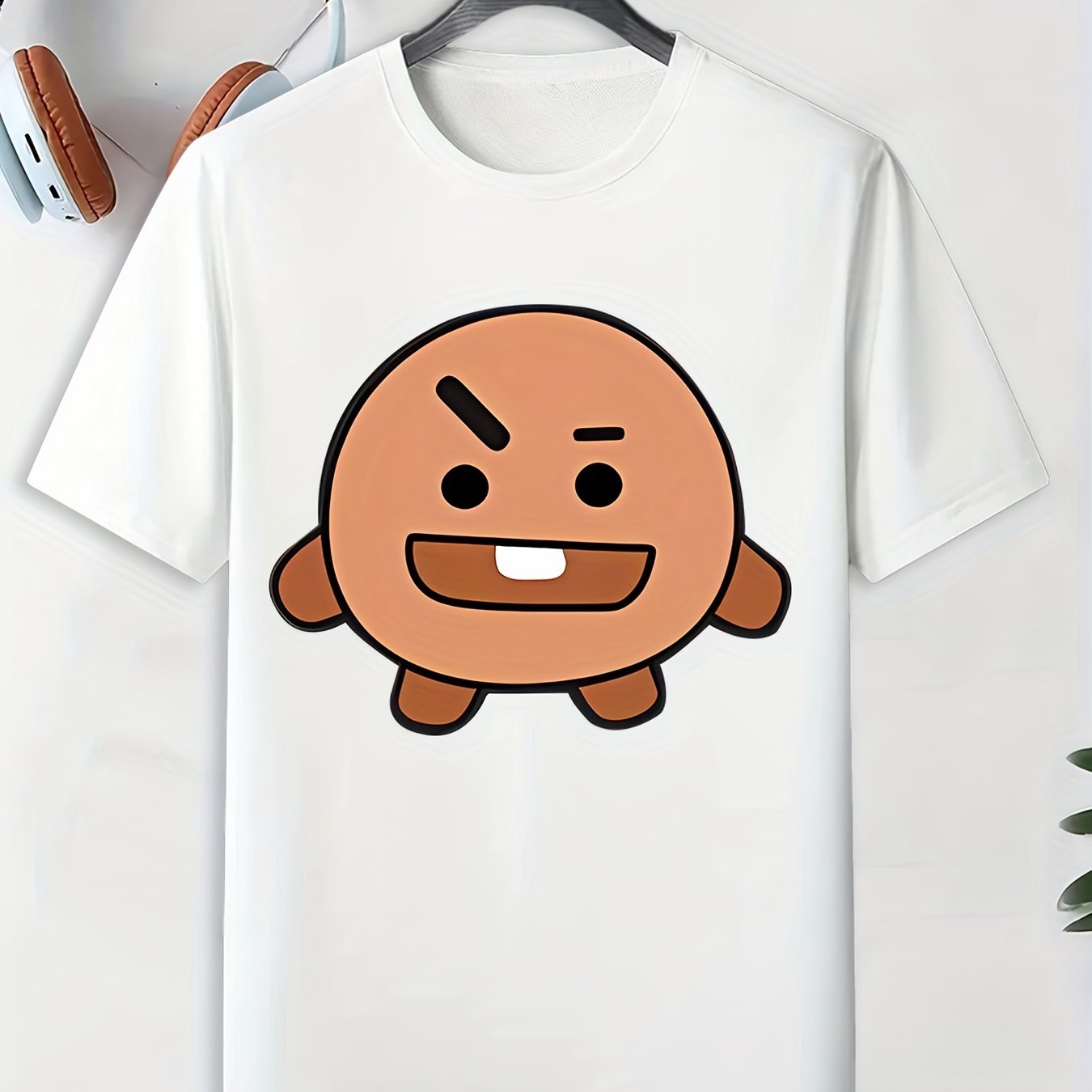 Men's Cartoon Portrait T-shirt Active Tee for Outdoor