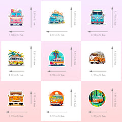 50pcs Cartoon Bus Stickers Waterproof Vinyl Stickers - Laptop Water Bottles