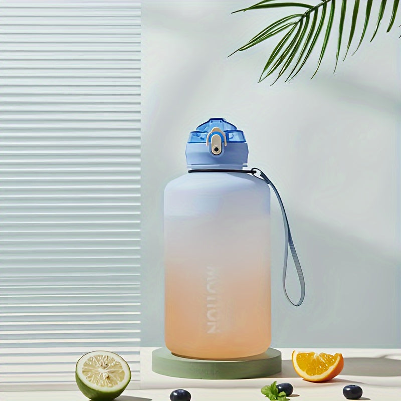 2000ml Gradient Water Bucket With Straw Leakproof Bottle for Fitness Sports