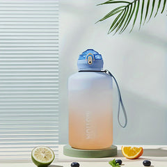 2000ml Gradient Water Bucket With Straw Leakproof Bottle for Fitness Sports