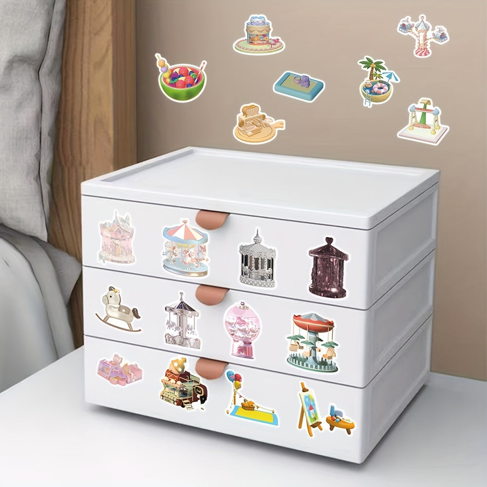 50pcs Amusement Park Cartoon Stickers for DIY Decoration Waterproof Sticker Pack