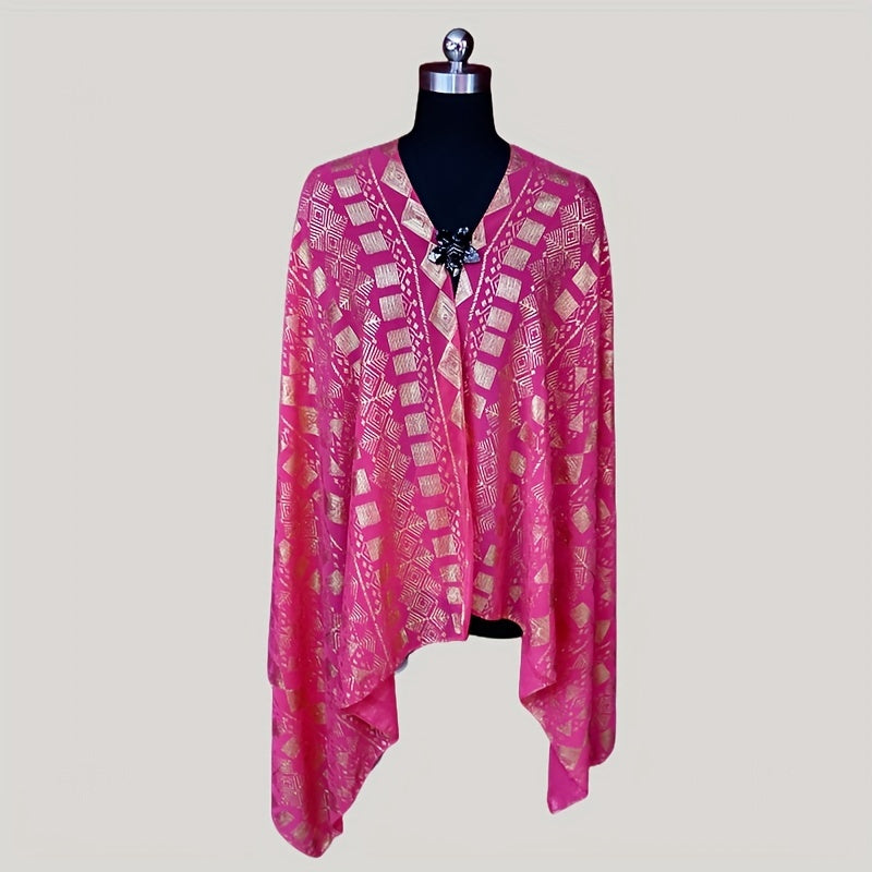 Rose Red Chiffon Hijab Hot Stamping Oversized Scarf