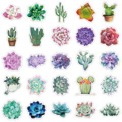 50 Adorable Succulent Cactus Waterproof Stickers for Phone Cases & Notebooks