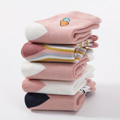 5 Pairs Girls Cartoon Pattern Crew Socks Kids Casual Comfy Children s Sock