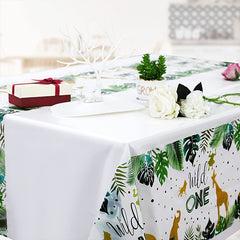 Wild One Jungle Animals Disposable Tablecloth Party Decoration