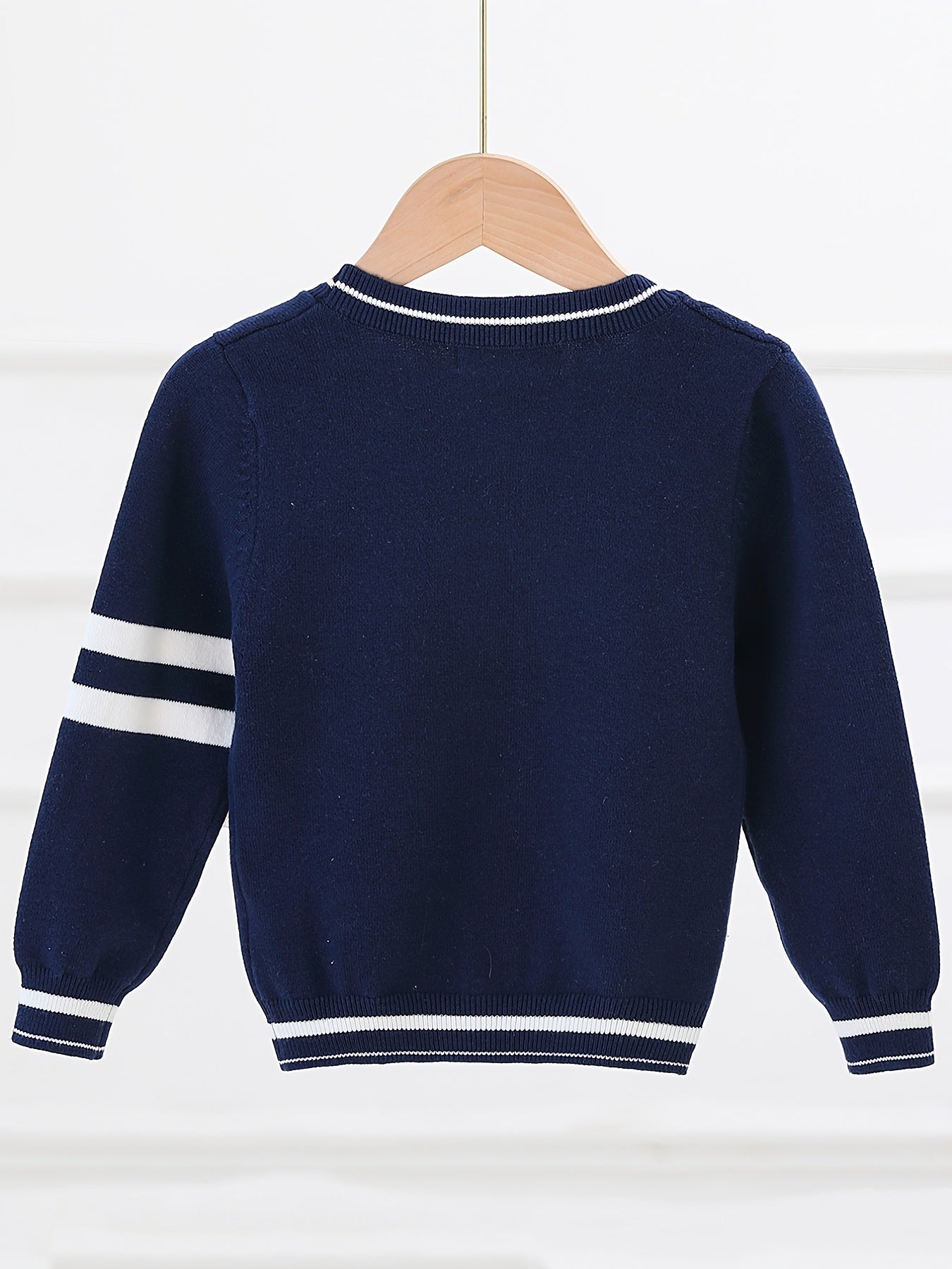 Boys Casual College Style Cardigan Sweater Crew Neck Tops