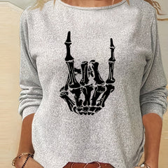 Skull Hand Print Long Sleeve T-shirt