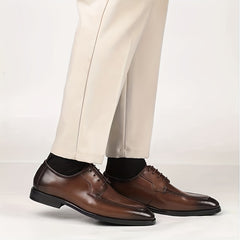 Men's Square Toe Lace up Oxford Shoes Smart Casual Dress Shoes