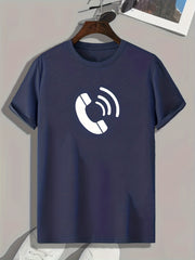 Telephone Call Print Men's Graphic T shirt for Summer