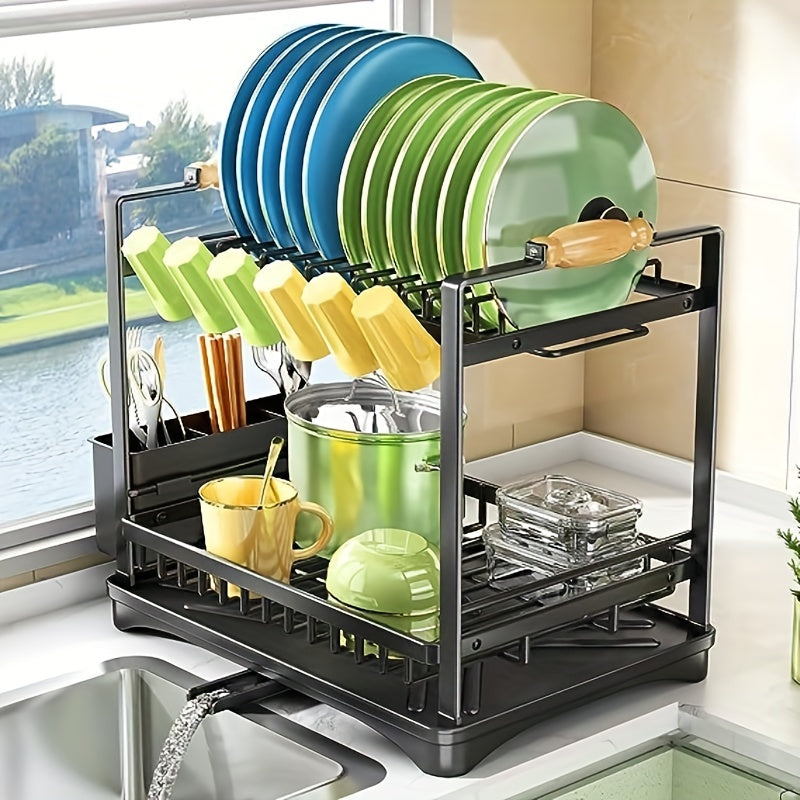2 Tier Dish Drying Rack with Cup Holder