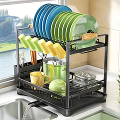 2 Tier Dish Drying Rack with Cup Holder
