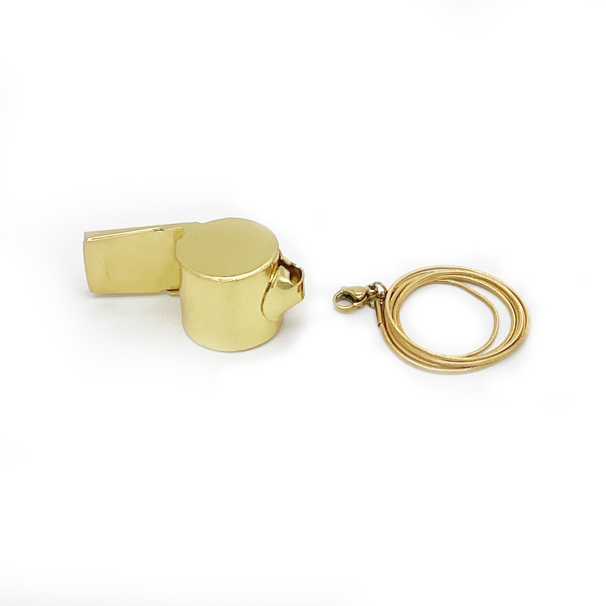 Golden Referee Whistle with Stainless Steel Lanyard