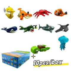 10pcs Ocean Adventure Building Block Set ABS Plastic Sea Life Models