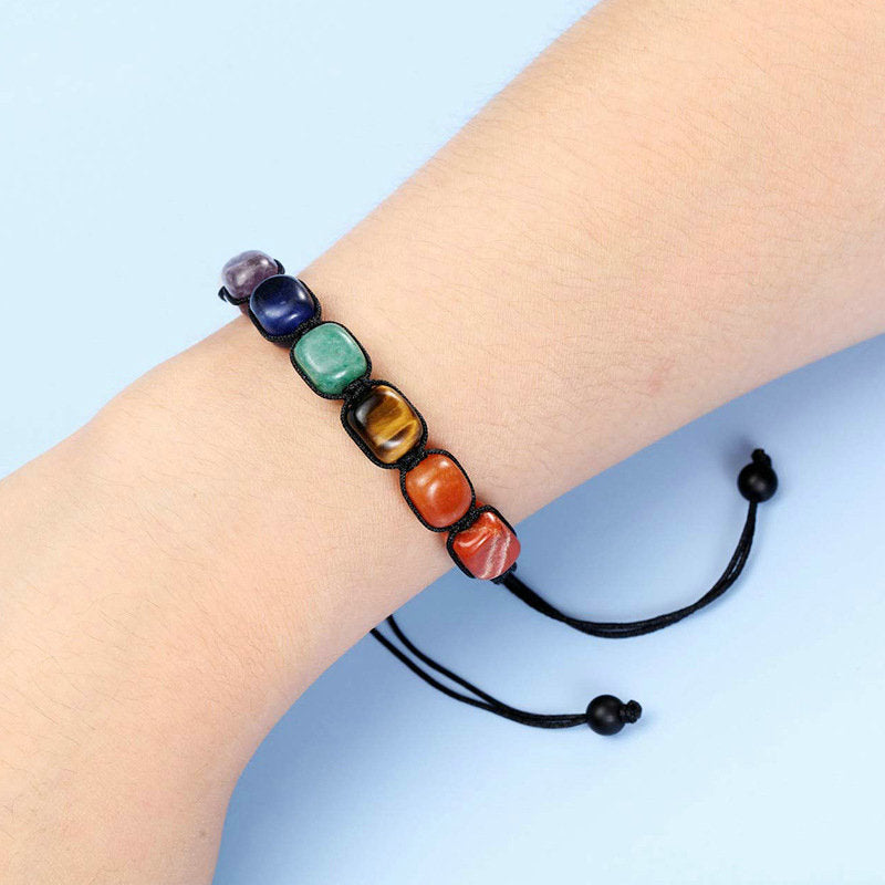 7 Chakra Stone Yoga Bracelet Reiki Healing Crystal Gemstone Rope