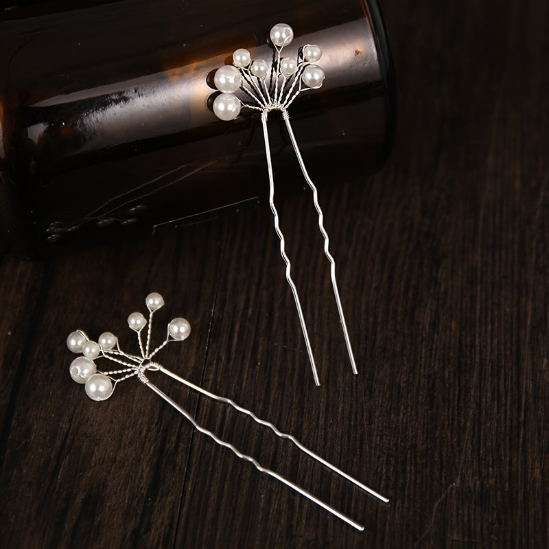 Silvery FauxPearl Bridal Hair Pins Wedding Hairpin