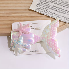 Girls Mermaid Tail Hair Clips Starfish Shell Headwear