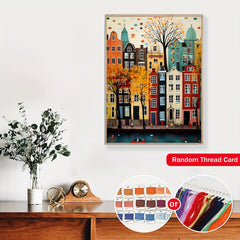 Colorful Houses Cross Stitch Kit 30x40cm 11 8x15 7Inch