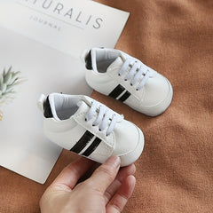 Striped Crib Shoes for Baby Boys & Girls Lightweight Non Slip First Walkers