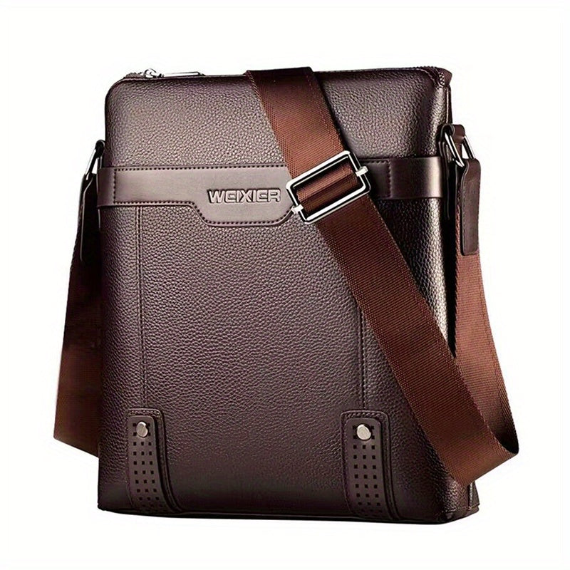 Men's Business PU Leather Crossbody Bag Large Capacity Messenger Bag