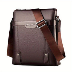 Men's Business PU Leather Crossbody Bag Large Capacity Messenger Bag