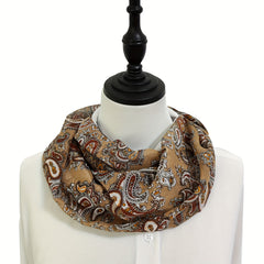 Brown Paisley Satin Scarf Vintage Silk Shawl