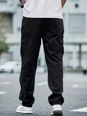 Men's Loose Fit Flap Pocket Jeans Casual Denim Pants
