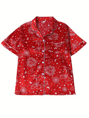 Women's Plus Moon & Star Print Pajama Set