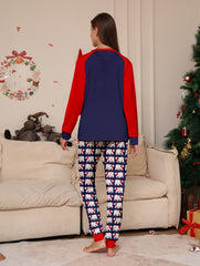 Bear & Letter Print Pajama Set Christmas Long Sleeve Top & Pants
